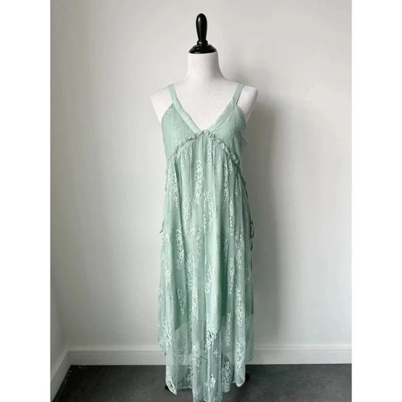 & Other Stories NWT Lace Midi Dress - Mint Green - Size 8 - Picture 2 of 14